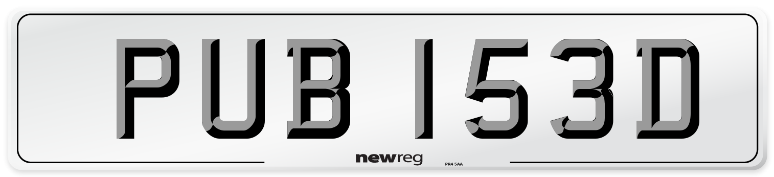 PUB 153D Number Plate from New Reg